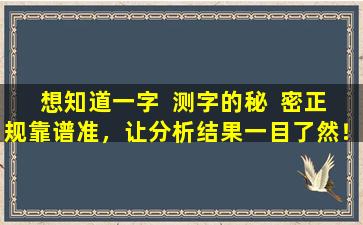 想知道一字  测字的秘  密正规靠谱准，让分析结果一目了然！